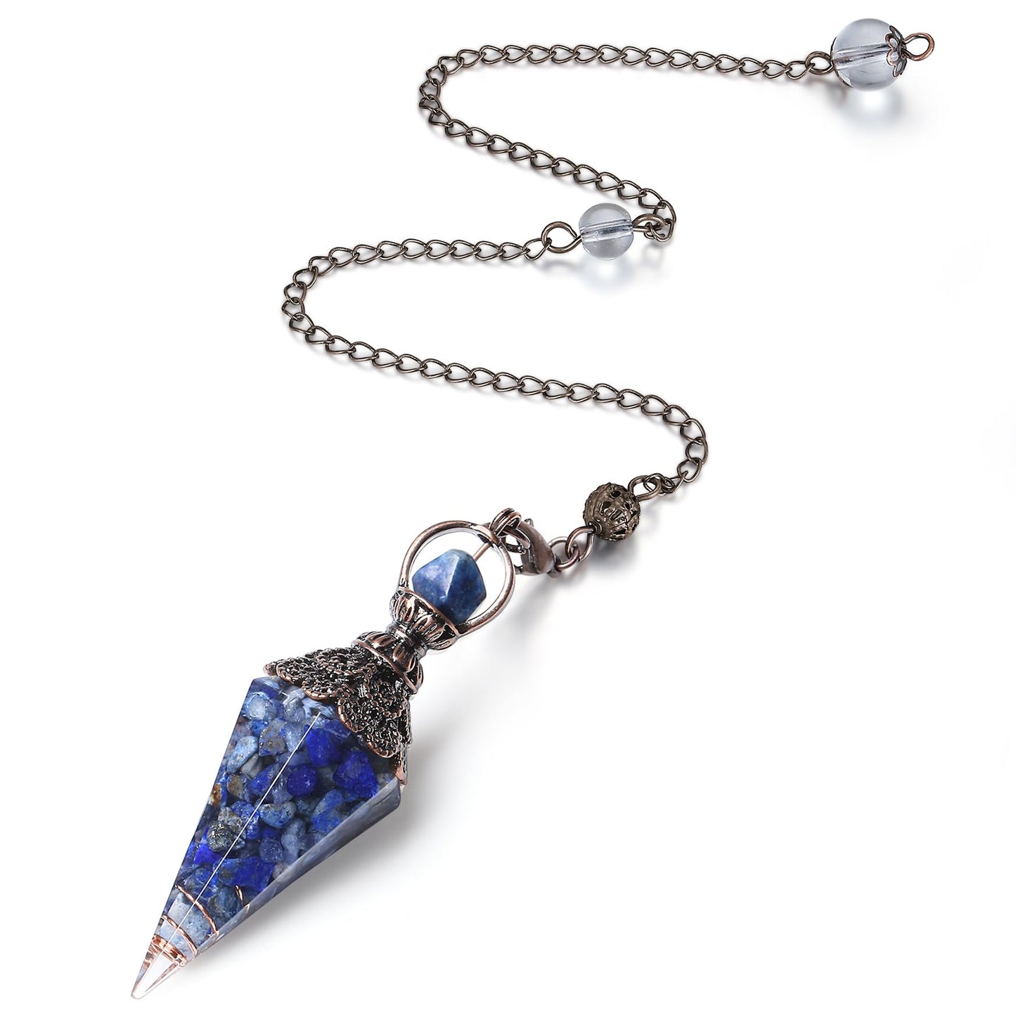 MAIBAOTA Pendulum Crystal Natural Lapis Lazuli Crystal Pendulums for Dowsing Spiritual Pointed Crystals for Witchcraft Supplies Divination Tools