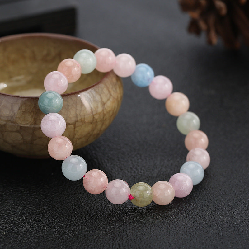 Candy Color Natural Morganite Bracelet with Crystals