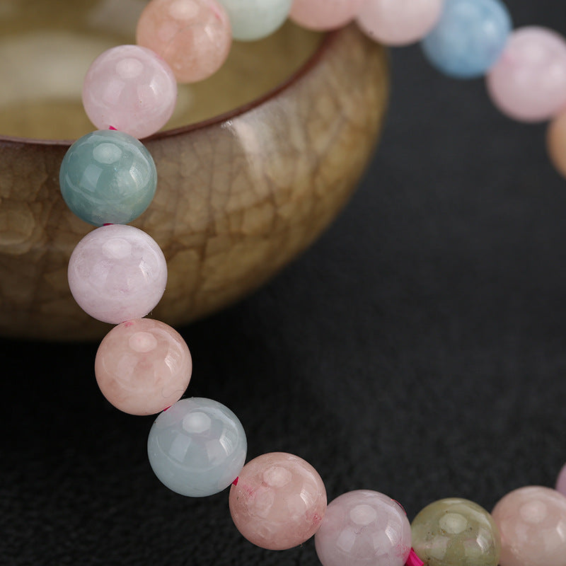 Candy Color Natural Morganite Bracelet with Crystals