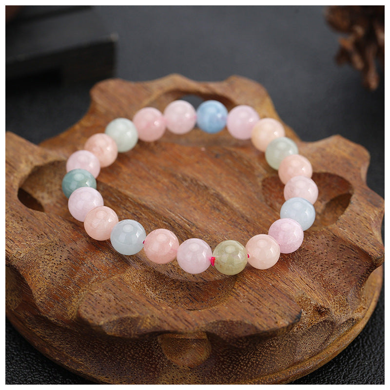 Candy Color Natural Morganite Bracelet with Crystals