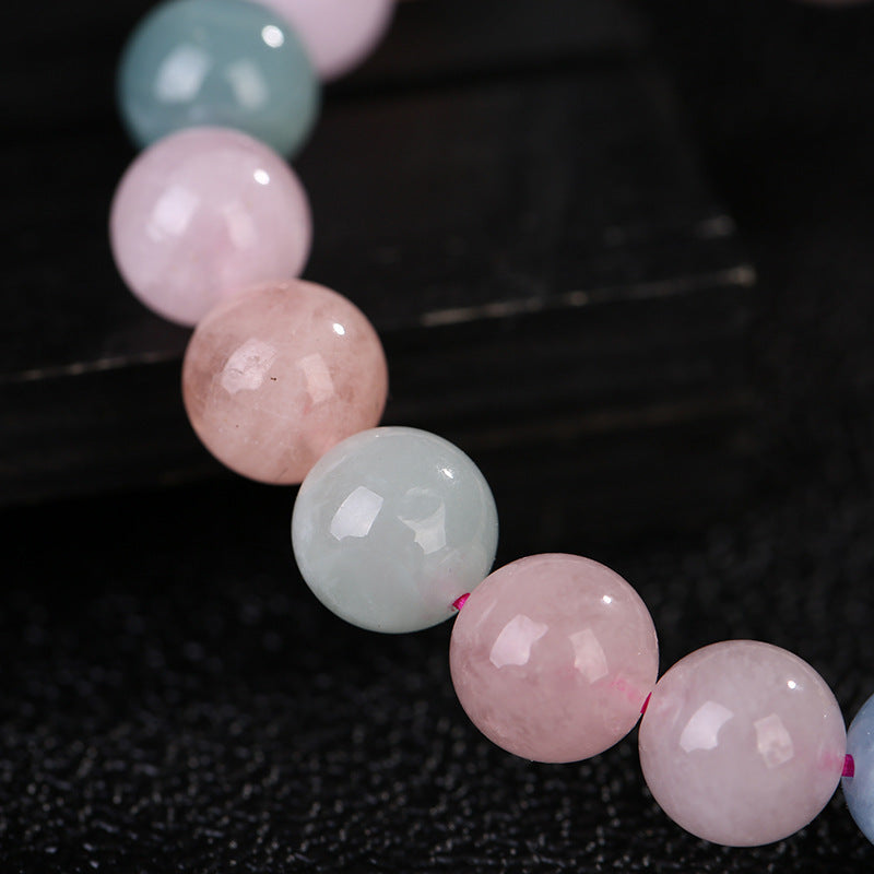Candy Color Natural Morganite Bracelet with Crystals
