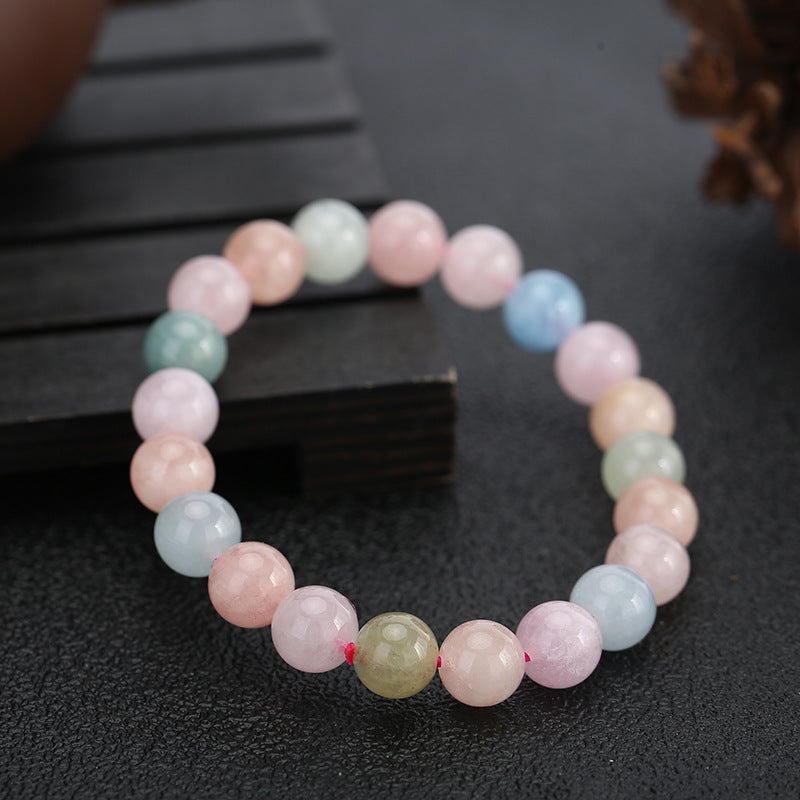 Candy Color Natural Morganite Bracelet with Crystals